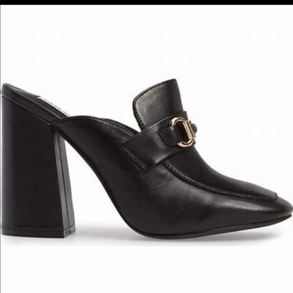 STEVE MADDEN Black Leather Chuckie 8.5 Mule